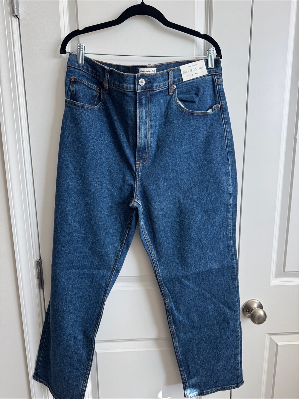 Abercrombie & Fitch Deep Blue High-Rise Ankle Jeans